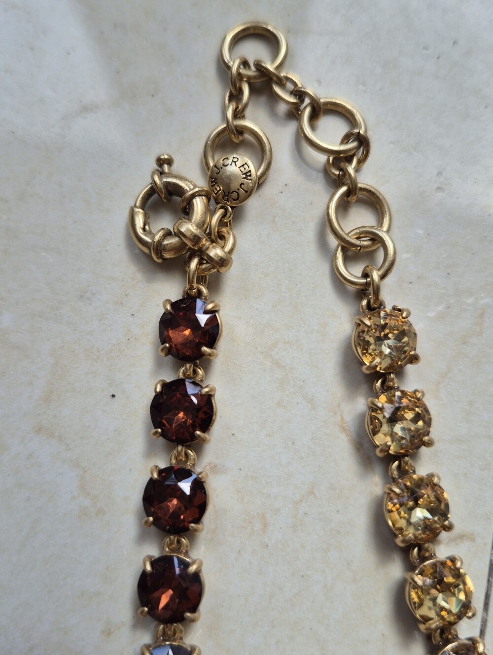 J. Crew Pink and Gold Crystal Statement Bib Necklace Ombre - Picture 3 of 3